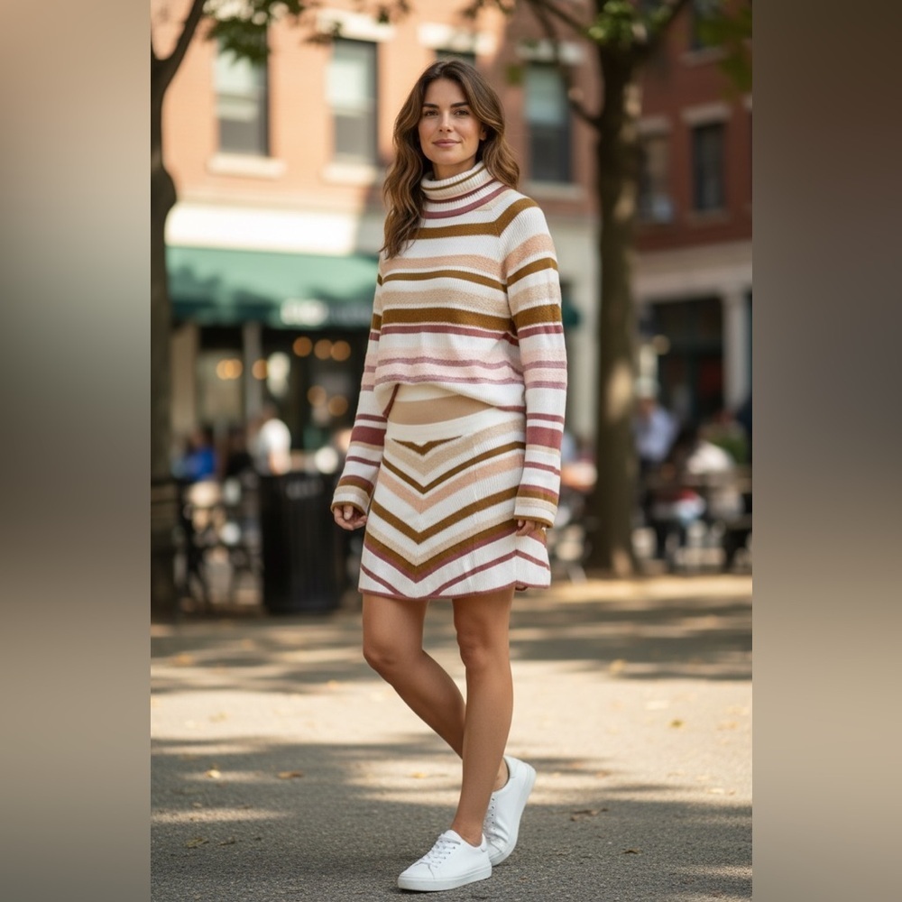 Free People Striped Turtleneck Set Size Medium